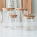 OEM Suppliers Heat Resistant Borosilicate Glass jars glass canister wooden lid Storage-95S